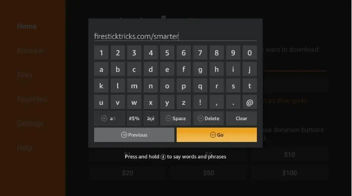 Entrer l'URL de téléchargement IPTV Smarters Pro