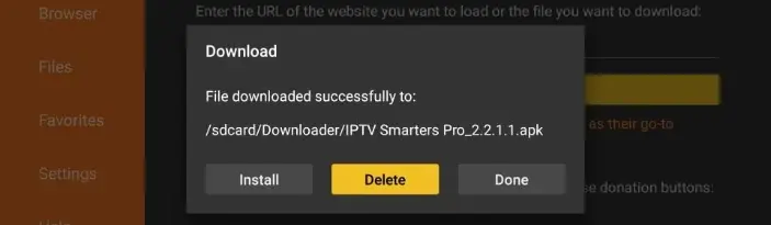 Supprimer le fichier APK dans Downloader