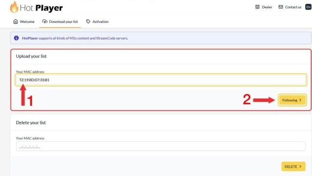 HOT IPTV Player Einrichtung Playlist hochladen