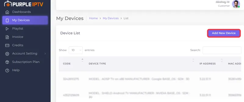 Neues Gerät hinzufügen - Schritt-für-Schritt-Anleitung Purple Player